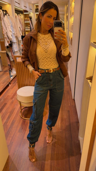 Calça Jeans Cargo Girly