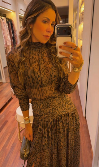 Blusa Drapê Animal Print