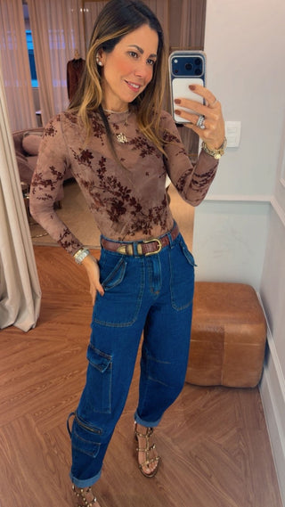 Calça Jeans Cargo Girly
