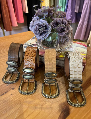 Cinto Croco Dourado